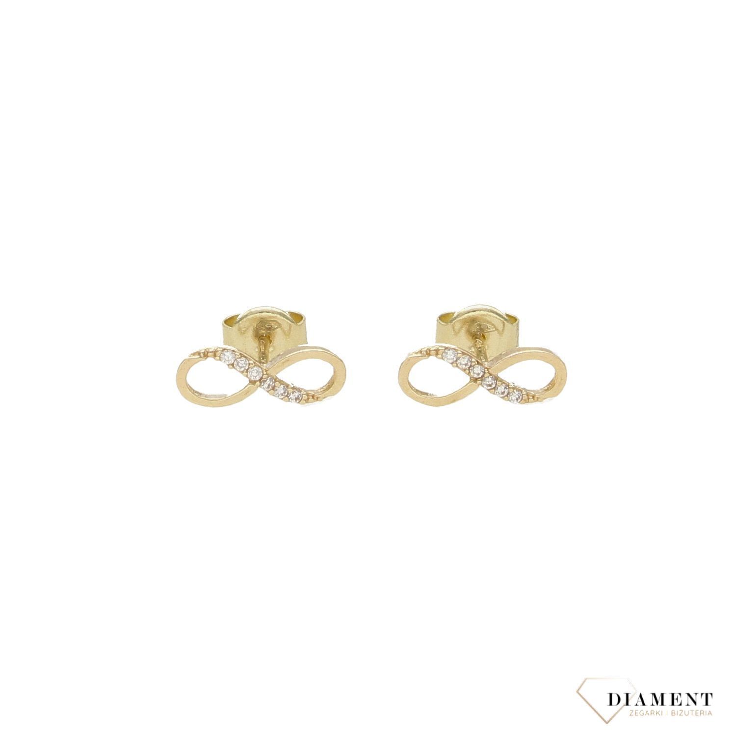 Złote kolczyki celebrytki ze znakiem nieskończoności KL 4548 (2).jpg